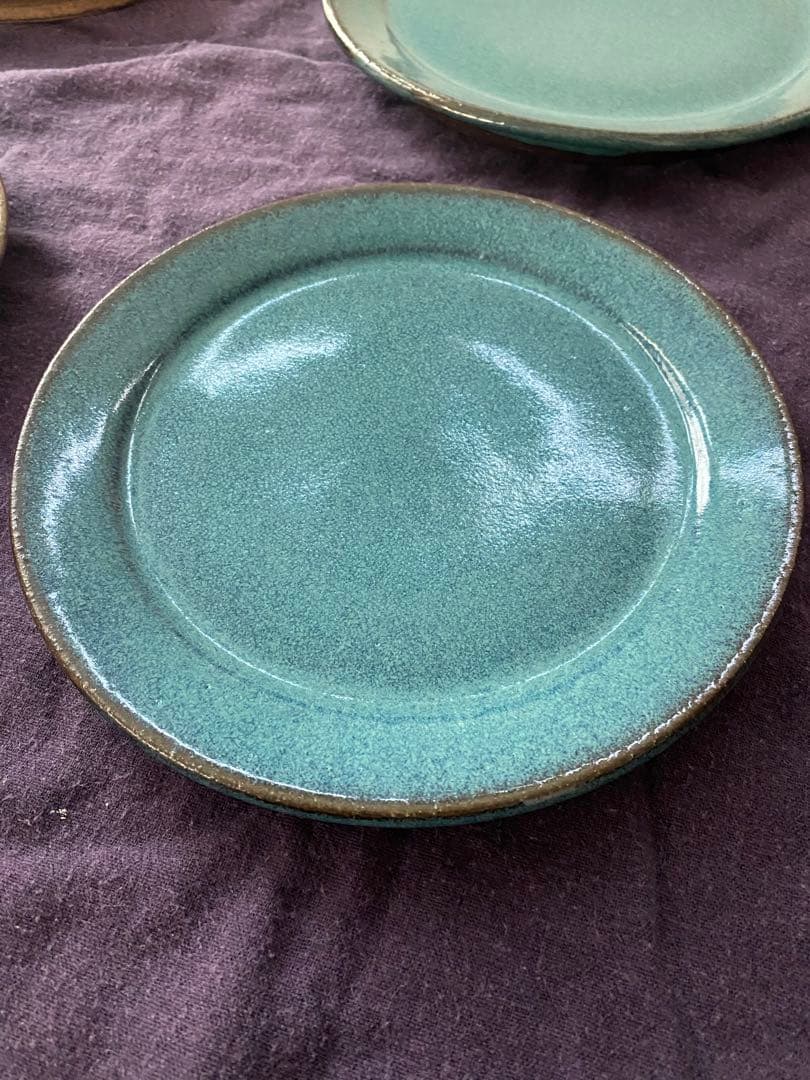 小澤基晴 リム平皿 7寸3枚 8寸1枚 翡翠 ゆかり ブロンズ 4枚セット