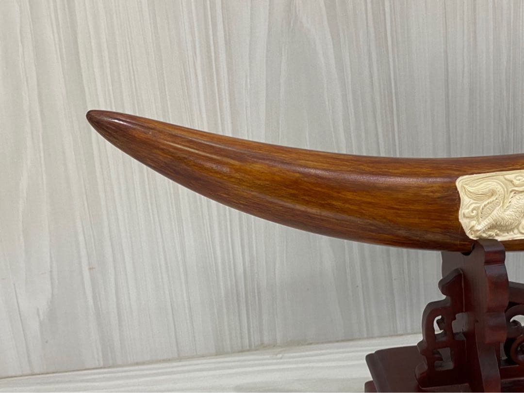 天然マンモス牙美しい手作り彫刻龍鳳呈祥置物