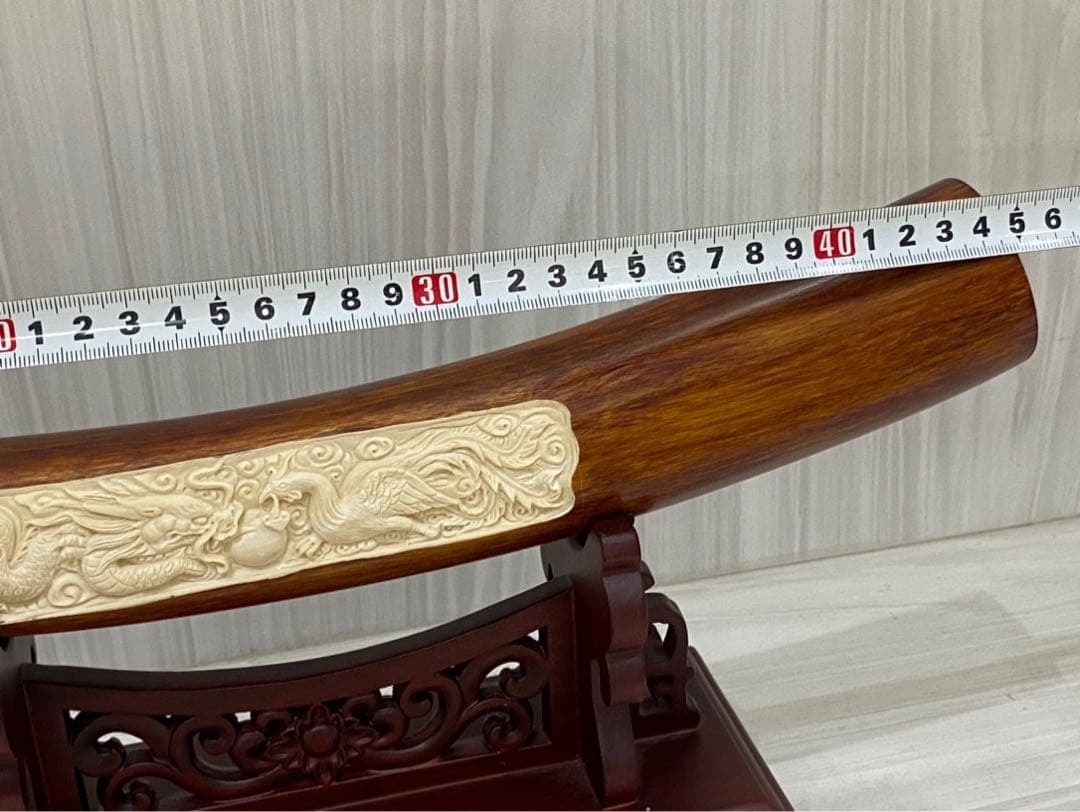 天然マンモス牙美しい手作り彫刻龍鳳呈祥置物