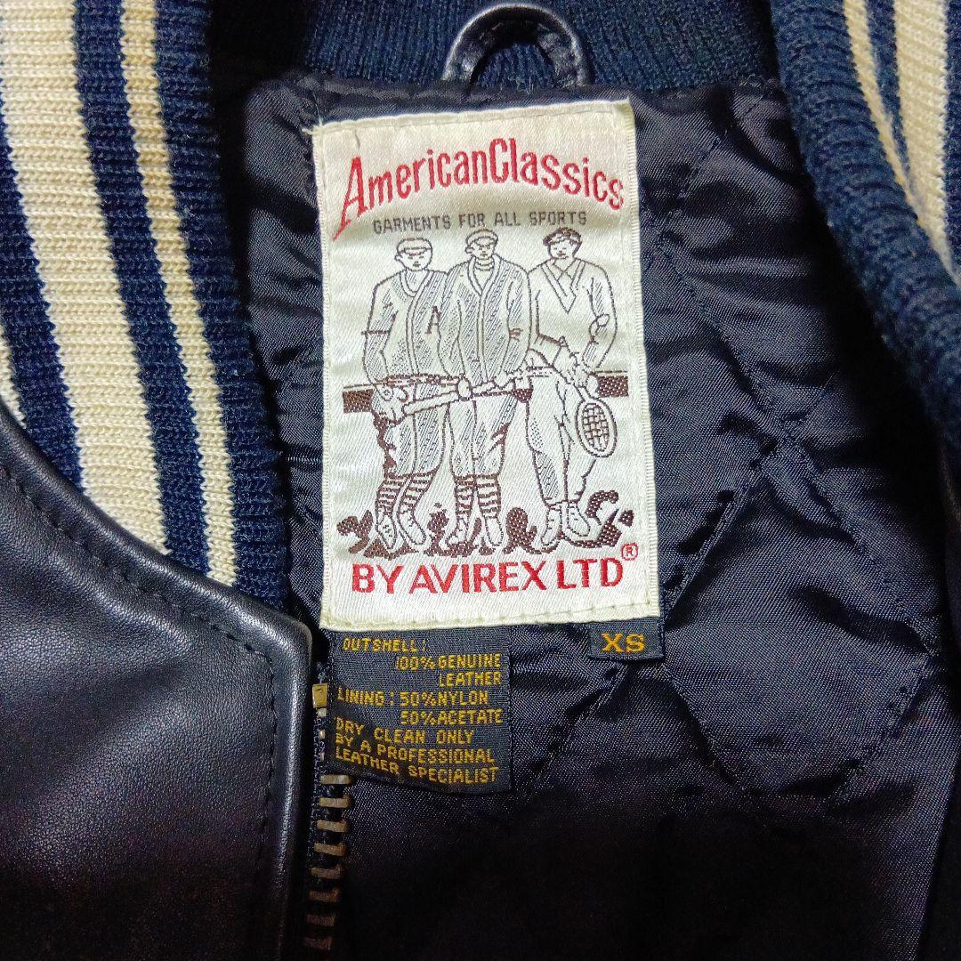 訳ありAVIREX 本革レザーバーシティジャケット XS ブラック
