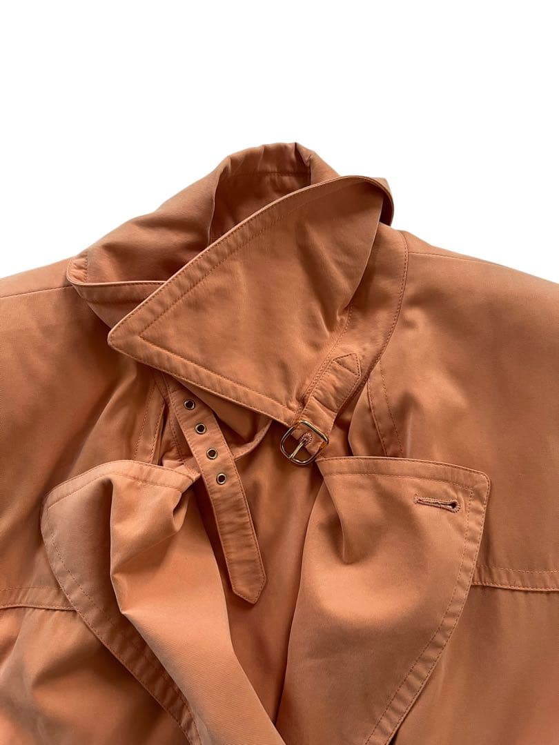 エルメス　HERMES オレンジ トレンチコート　ロングコート　vintage