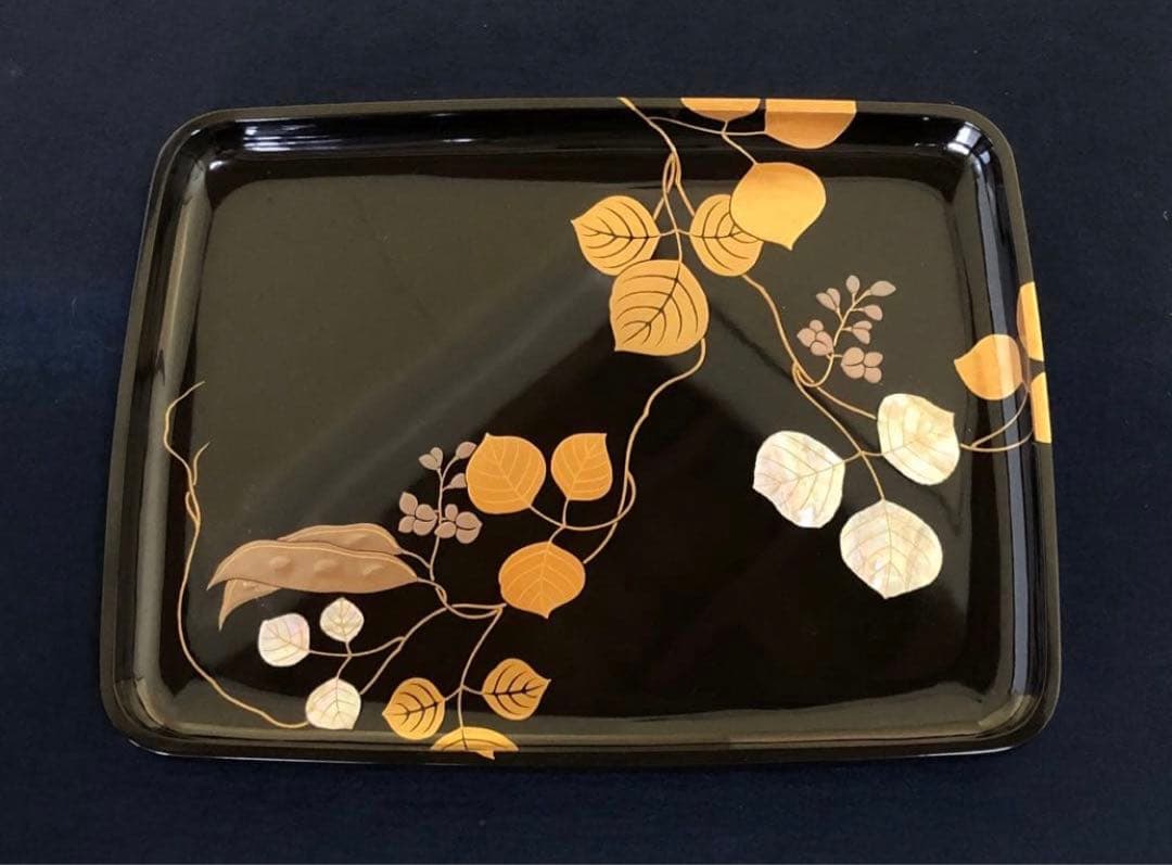 《R》豆蒔絵 螺鈿 蝋色 進物盆 漆匠 鈴木 表朔 共箱 260126く1