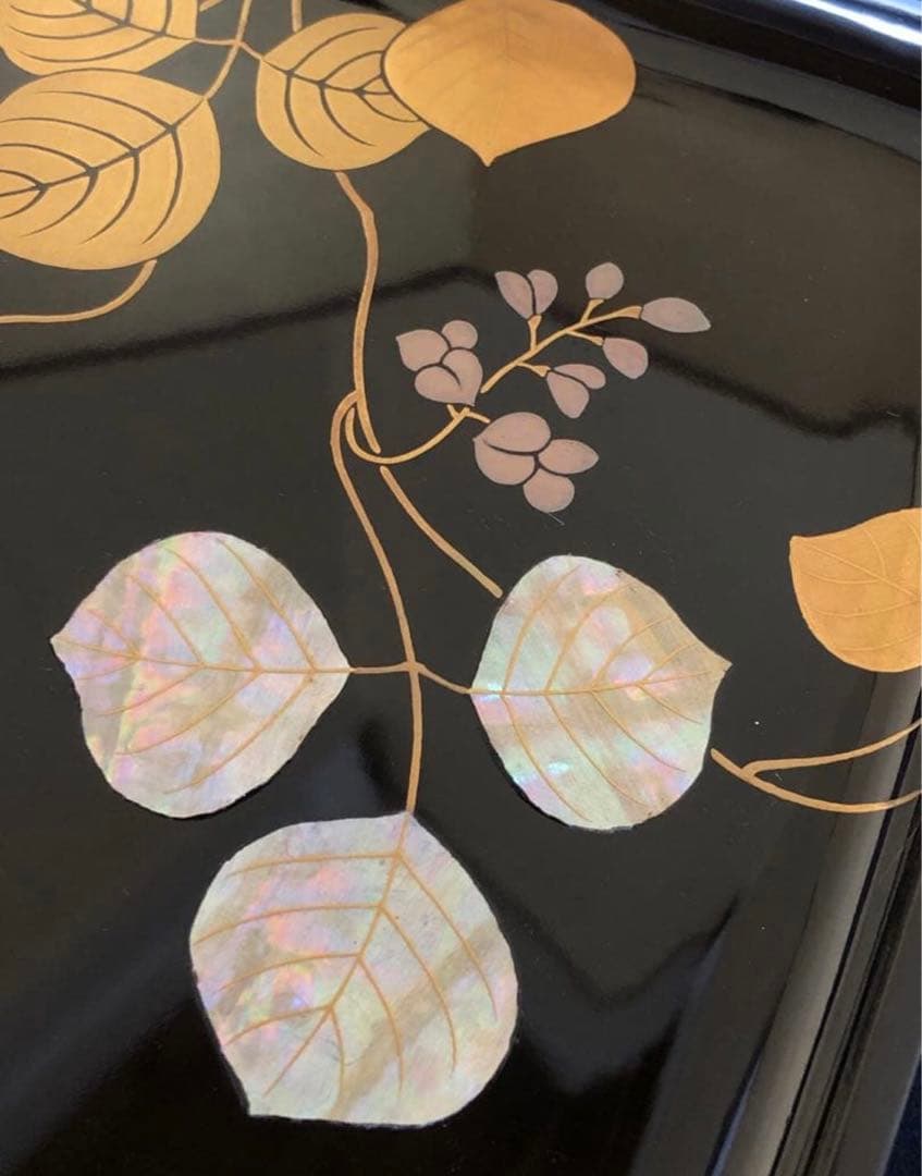 《R》豆蒔絵 螺鈿 蝋色 進物盆 漆匠 鈴木 表朔 共箱 260126く1