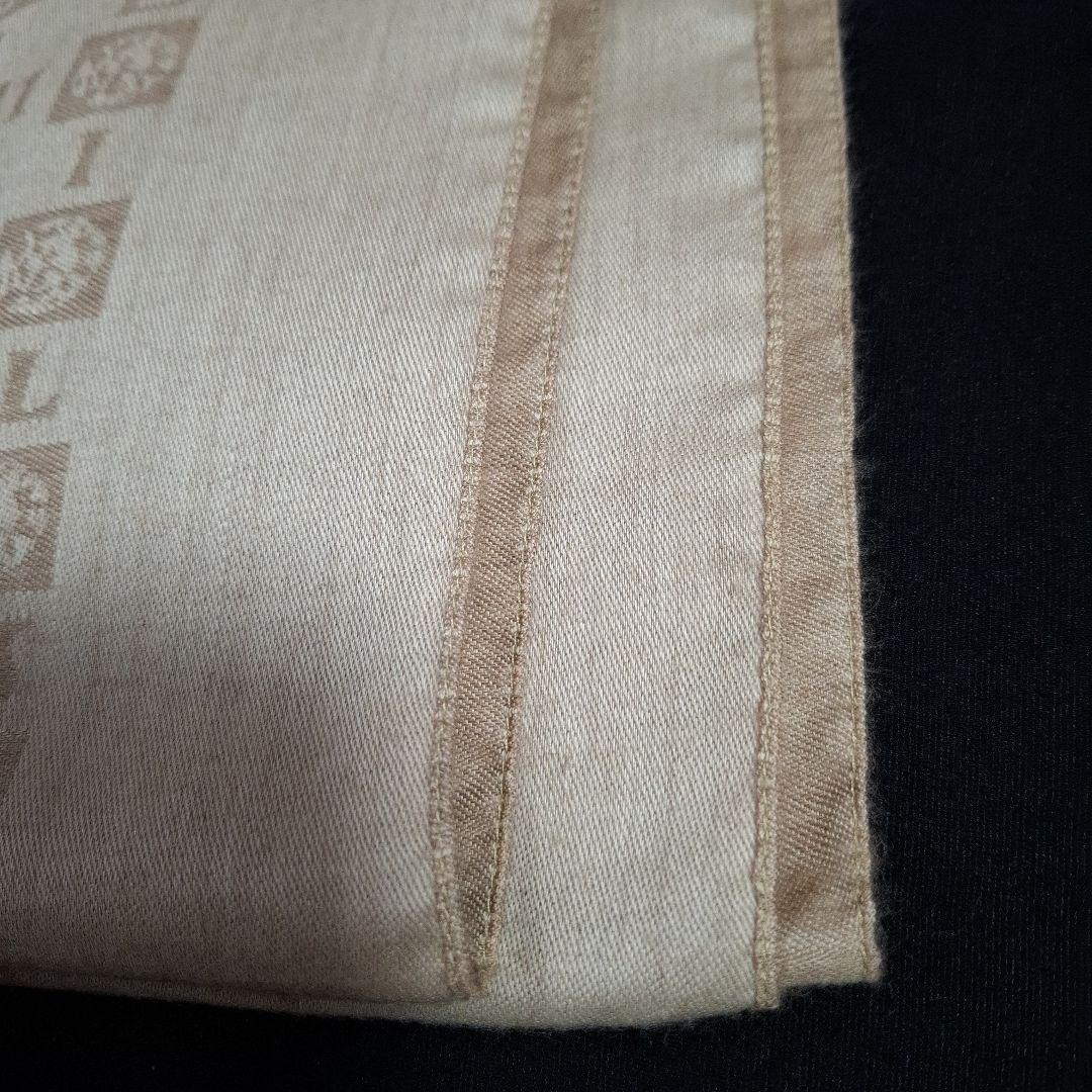 カルティエ　カシミアストール　ロゴプリント ベージュ　フリンジ付きマフラー