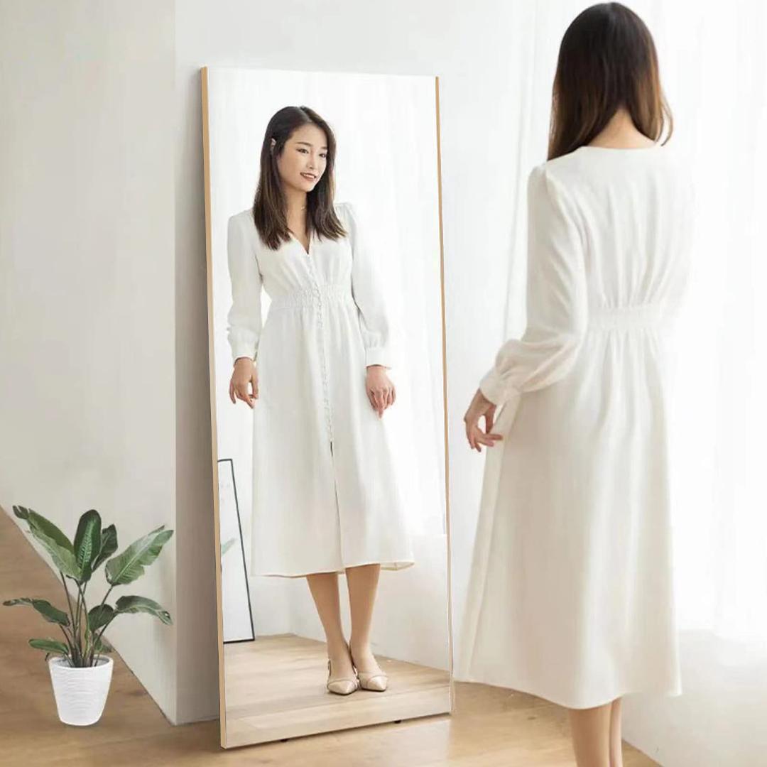 フィルムミラー 全身鏡 幅100cmx160cm 割れない鏡 壁掛け ホワイト白