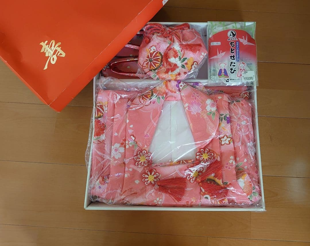 七五三 着物セット 草履 足袋 花柄お祝い着3歳5歳 お正月ひな祭り記念撮影写真