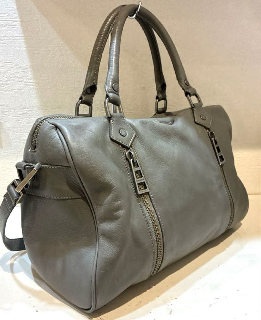 【美品】ZADIG&VOLTAIRE レザー　ボストンバッグ　2way グレー