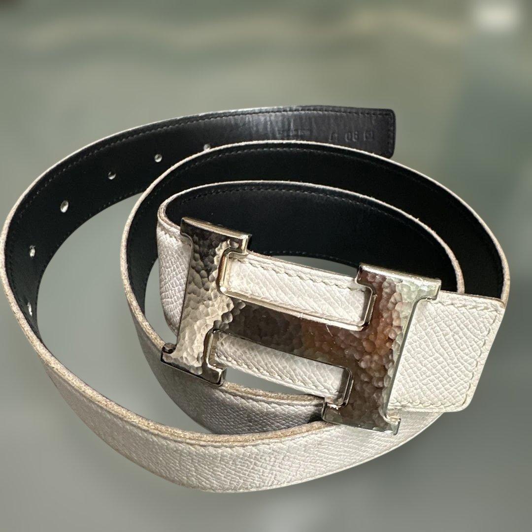 星*郎様 HERMES レザーベルト サイズ80 ホワイト/ブラック