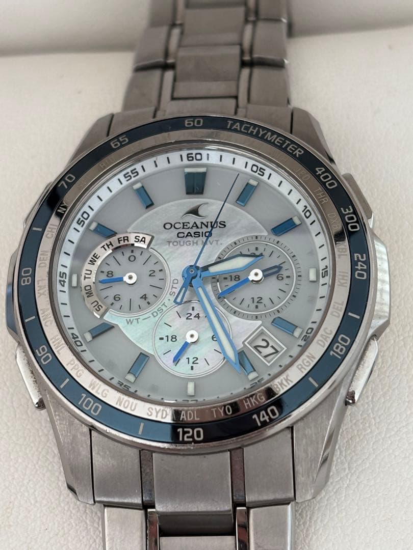 カシオ OCEANUS OCW‑S1200 マンタ 白蝶貝 チタン 電波ソーラー