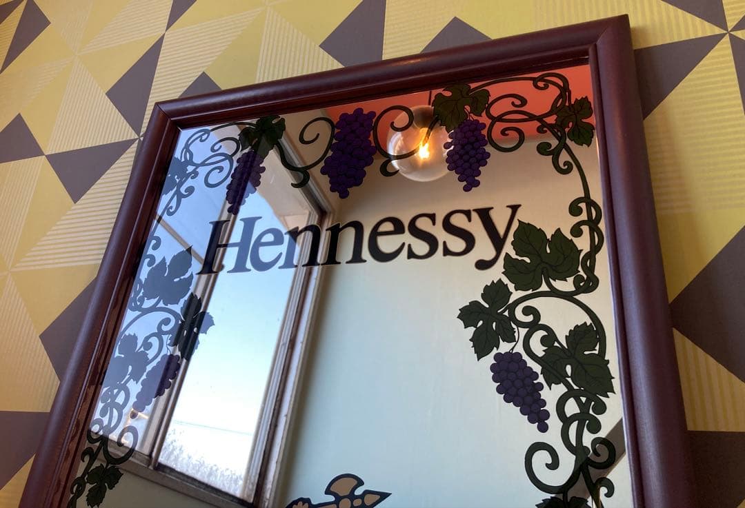 ヘネシー アンティーク パブミラー フランス 壁掛け レトロ フレーム 鏡 雑貨