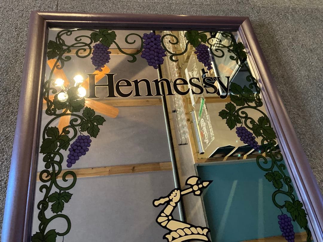 ヘネシー アンティーク パブミラー フランス 壁掛け レトロ フレーム 鏡 雑貨