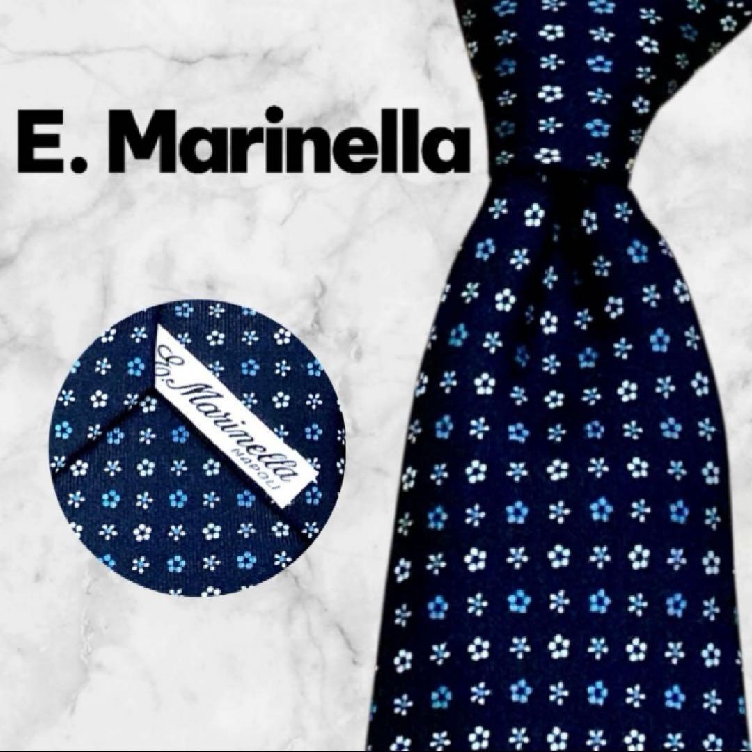 【美品】E. Marinella マリネッラ ネクタイ 小紋柄 ネイビー