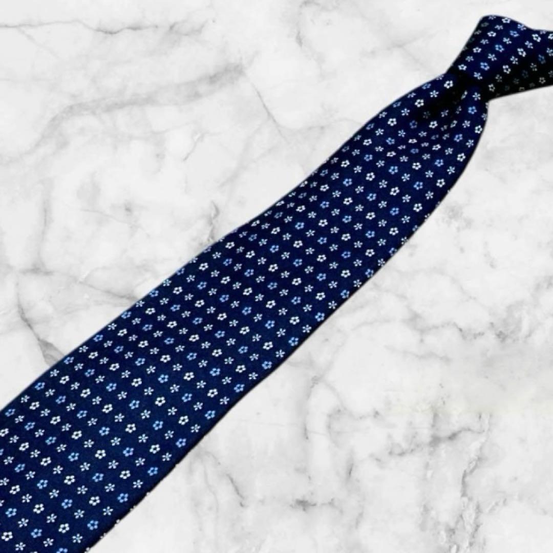 【美品】E. Marinella マリネッラ ネクタイ 小紋柄 ネイビー