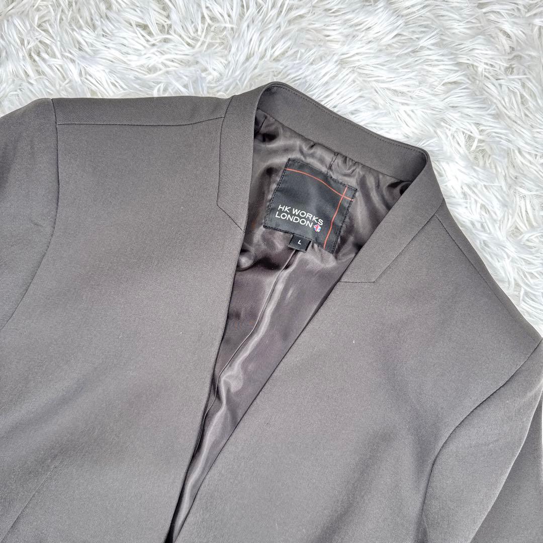 【極美品・未使用】HK WORKS LONDON パンツスーツ ノーカラー L