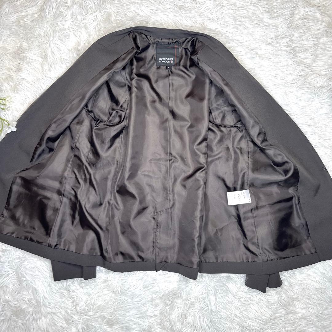 【極美品・未使用】HK WORKS LONDON パンツスーツ ノーカラー L
