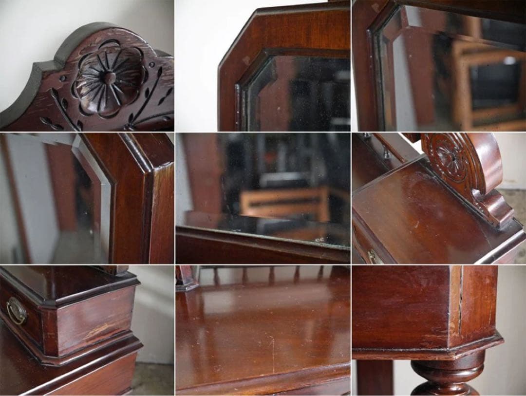 UKヴィンテージ ドレッサー 鏡台 抽斗3杯