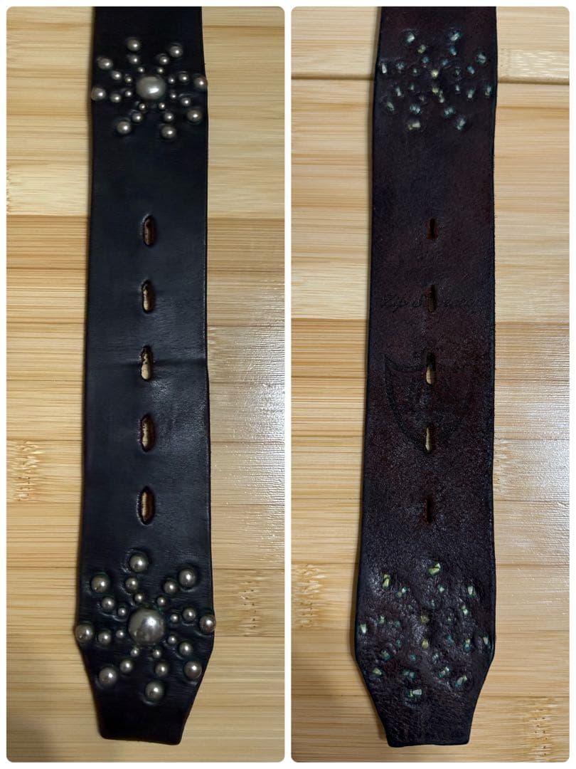 美品⭐️HTC⭐️サンバーストベルト⭐️ブラックレザー×シルバースタッズ⭐️34インチ