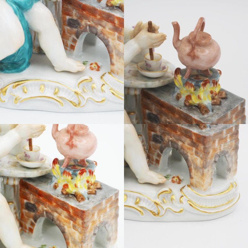 マイセン ホットチョコレートを作る天使 ケンドラー造形 四大元素 火の寓意