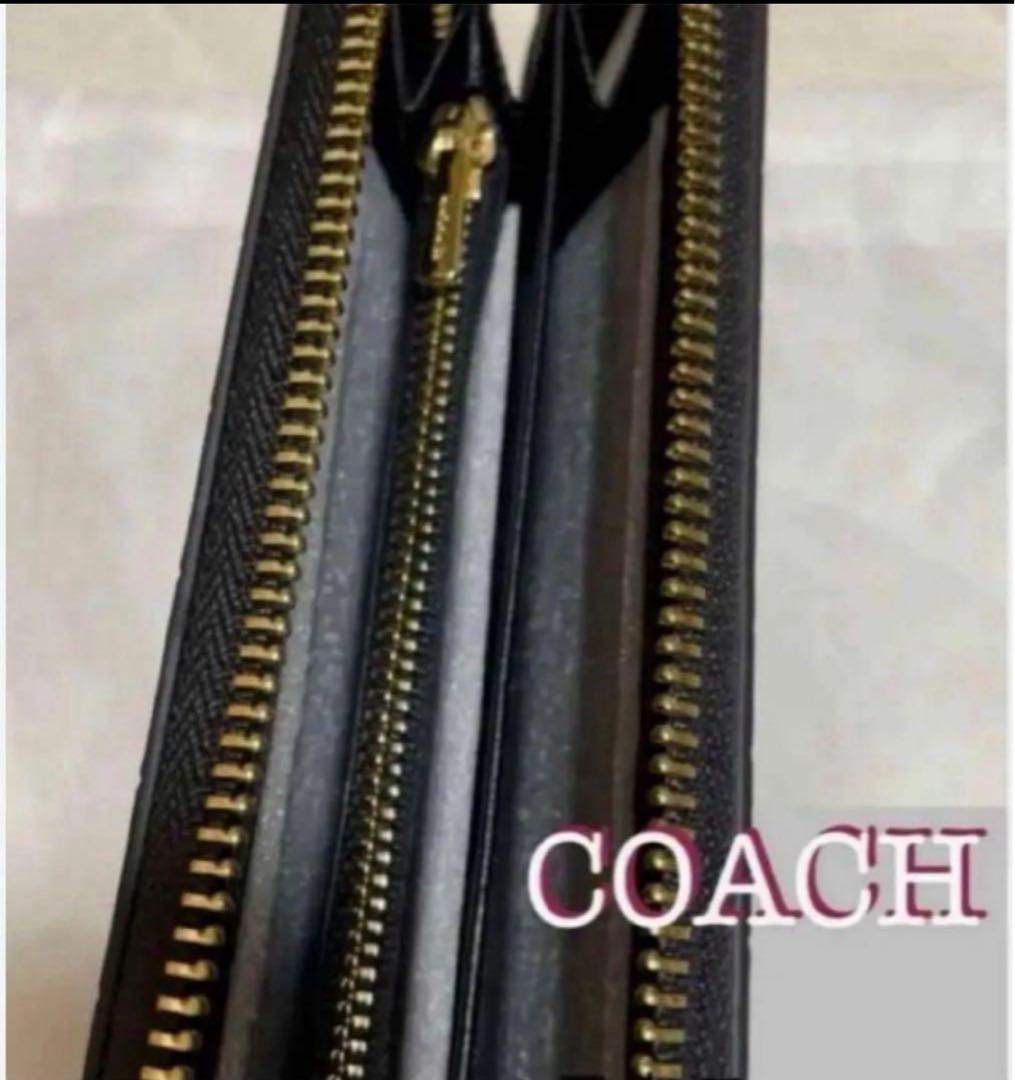 新品未使用コーチCOACHクロコ型押しレザー長財布ブラックラウンドファスナー