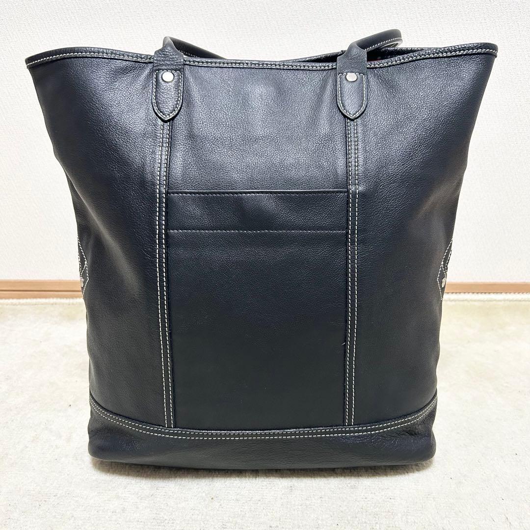極美品　ロンシャン　オールレザートートバッグ　スタッズ　縦長　肩がけ　A4収納