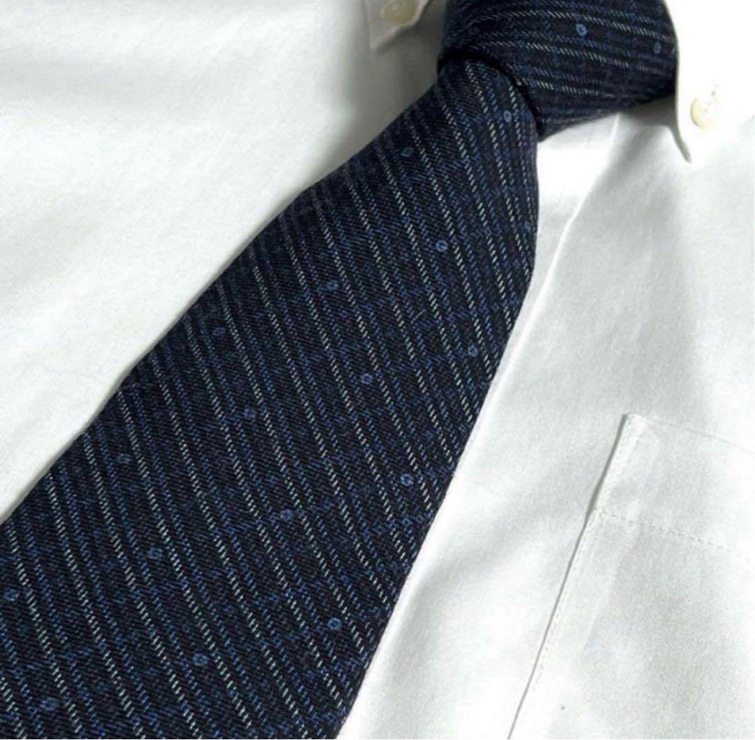 GUCCI ネクタイ ネイビー チェックロゴ GG シマ シグネチャー