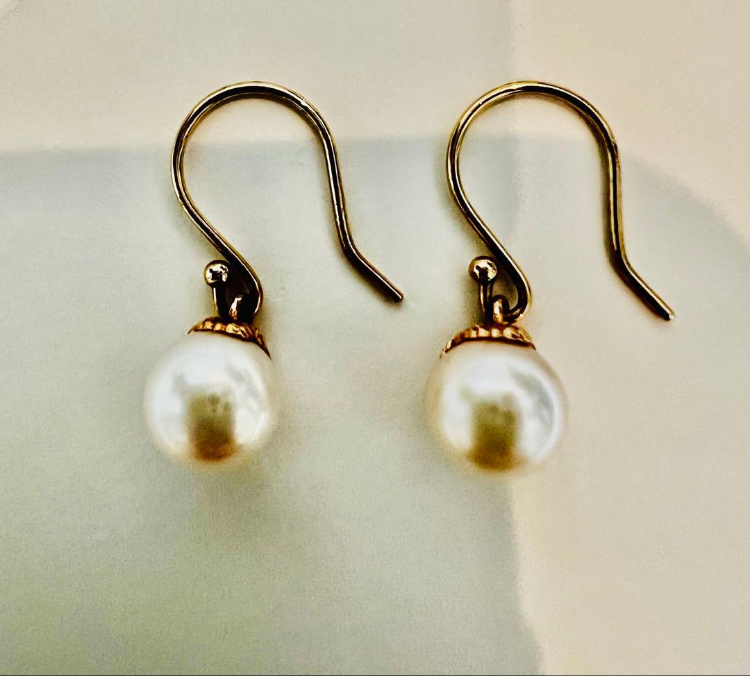 アコヤ真珠 K10ゴールドフックタイプピアスとブレスレットセット