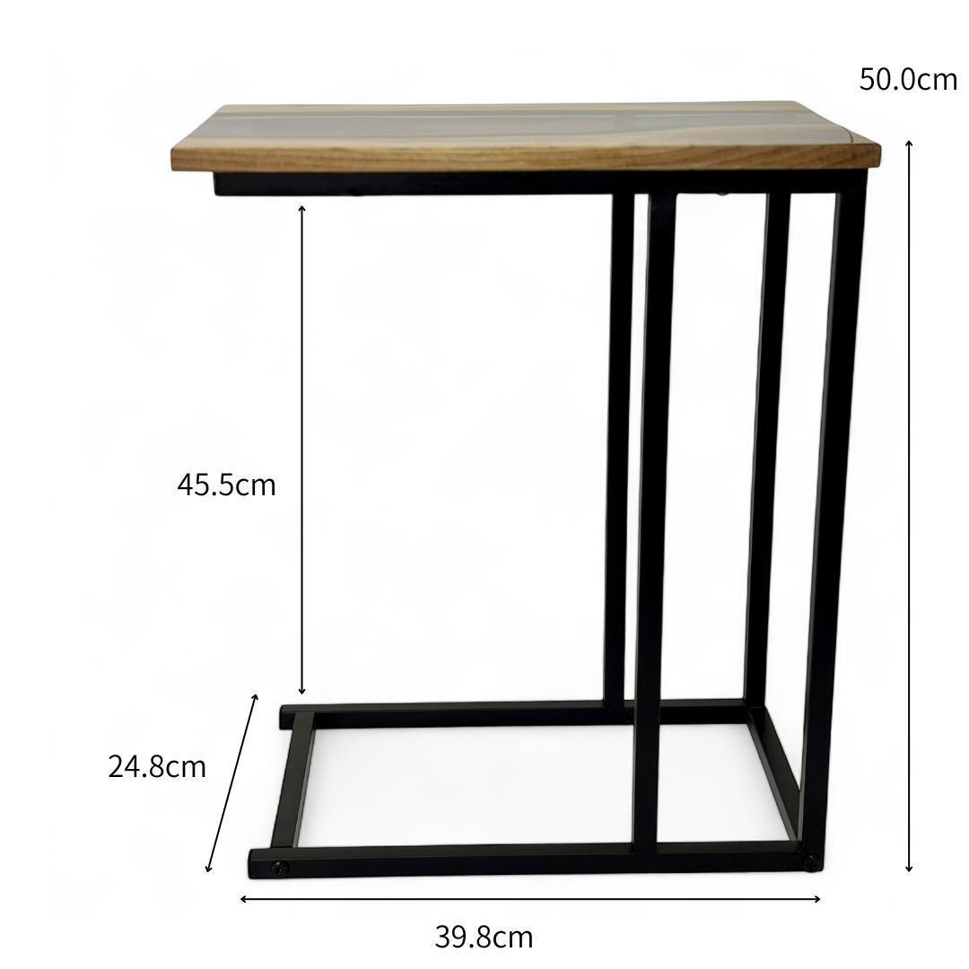 サイドテーブル レジン アイアン 木製 一枚板 おしゃれ コの字 ベッド 北欧