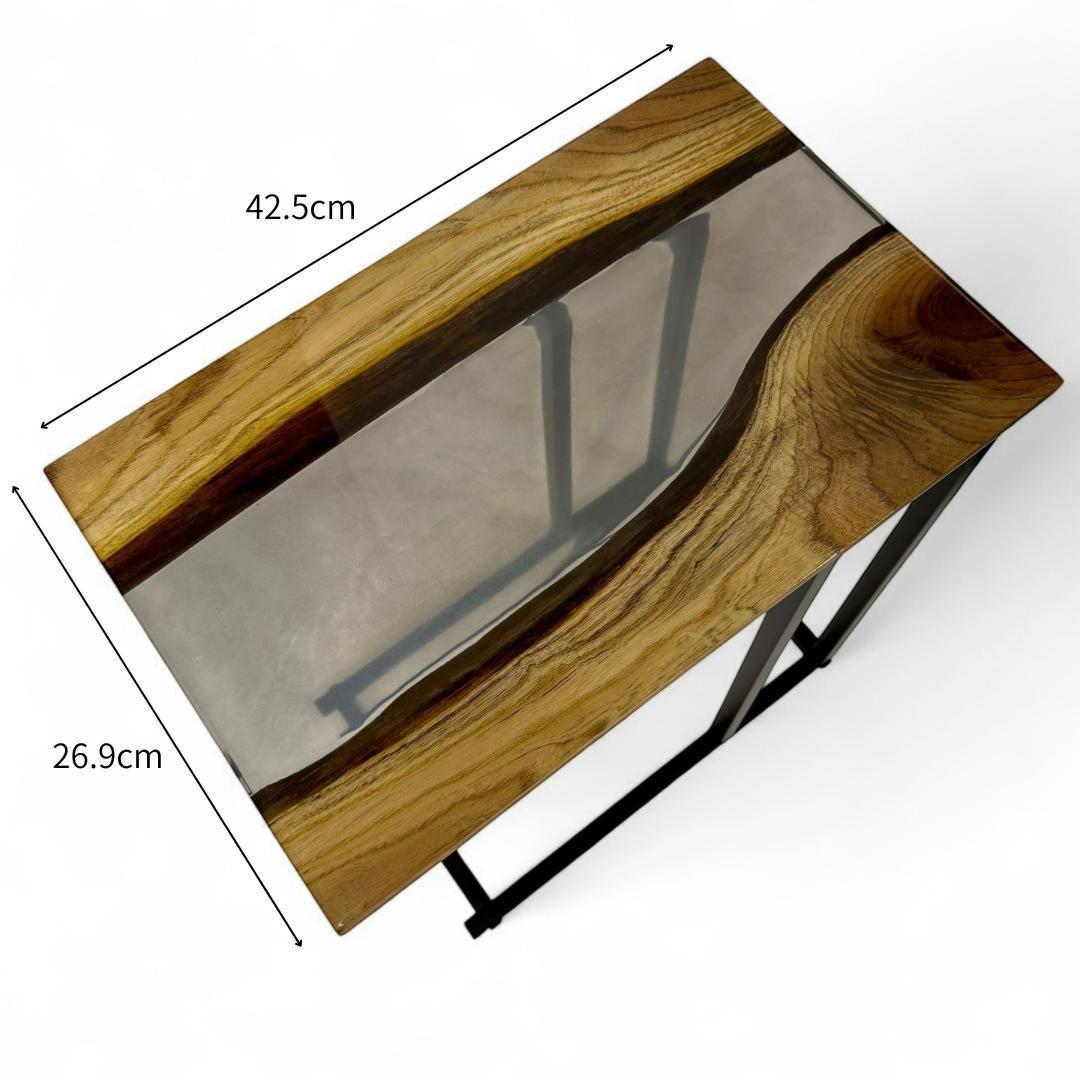 サイドテーブル レジン アイアン 木製 一枚板 おしゃれ コの字 ベッド 北欧