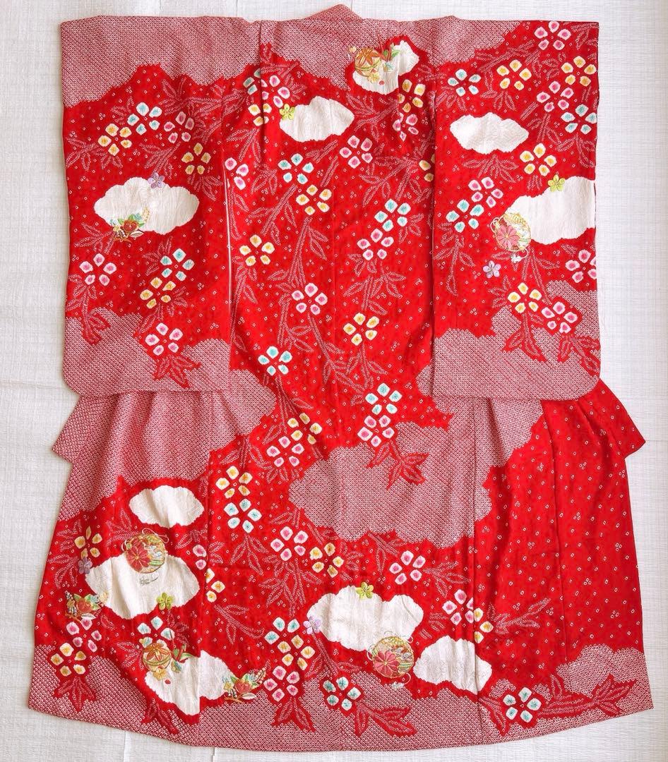 【最終値下げ】七五三 7歳着物 赤 絞り 正絹【訳あり】