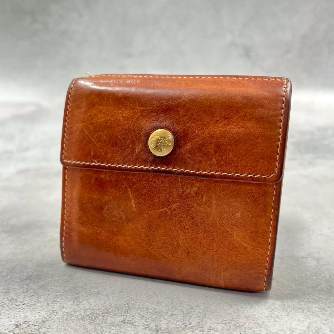 IL BISONT レザー キャメル レディース 折り財布 8373