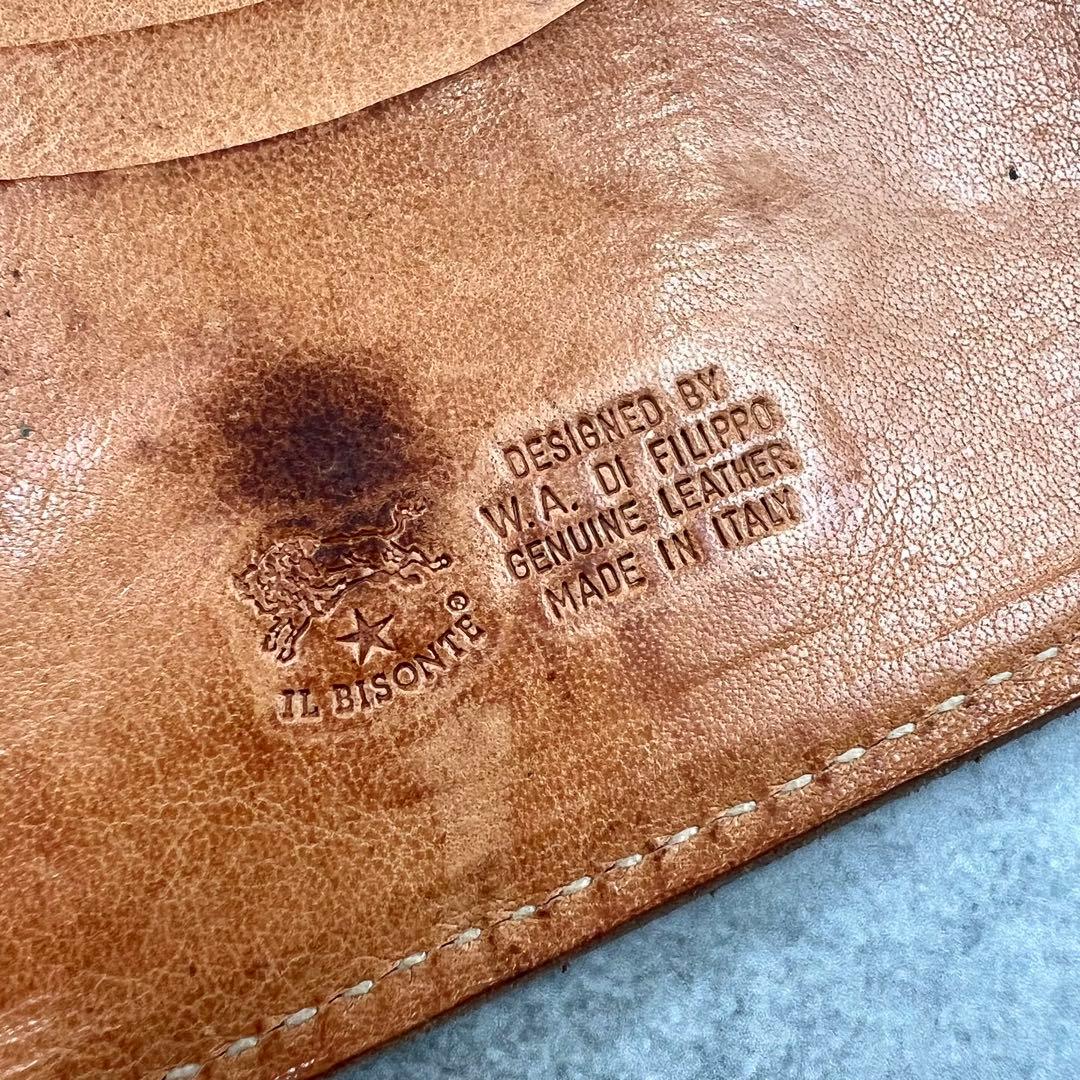 IL BISONT レザー キャメル レディース 折り財布 8373