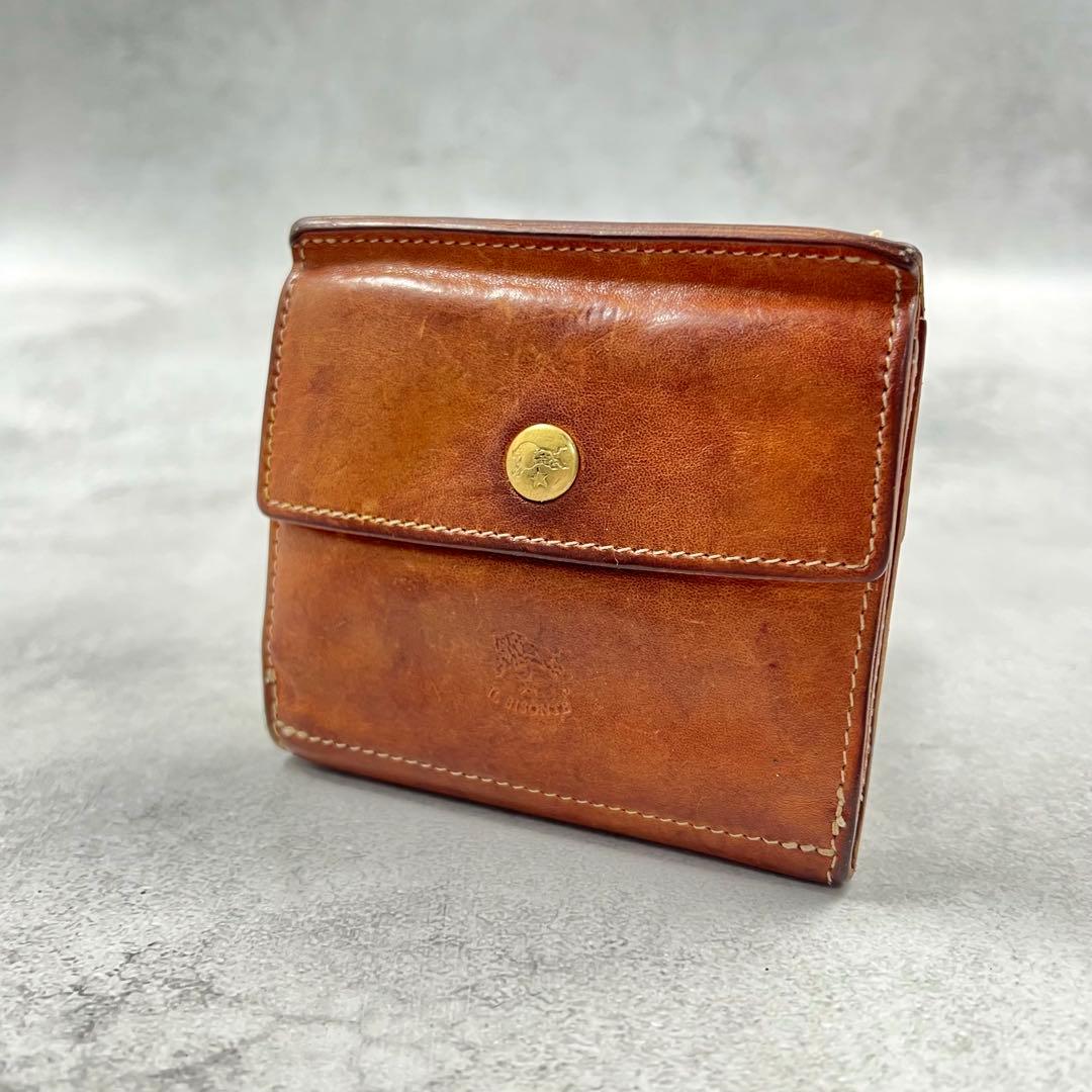IL BISONT レザー キャメル レディース 折り財布 8373