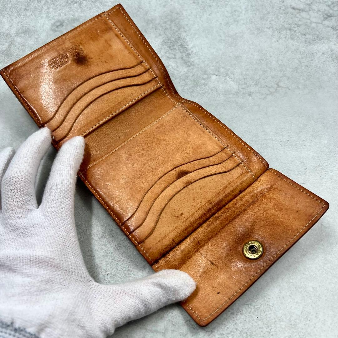 IL BISONT レザー キャメル レディース 折り財布 8373