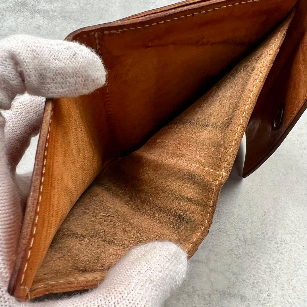 IL BISONT レザー キャメル レディース 折り財布 8373