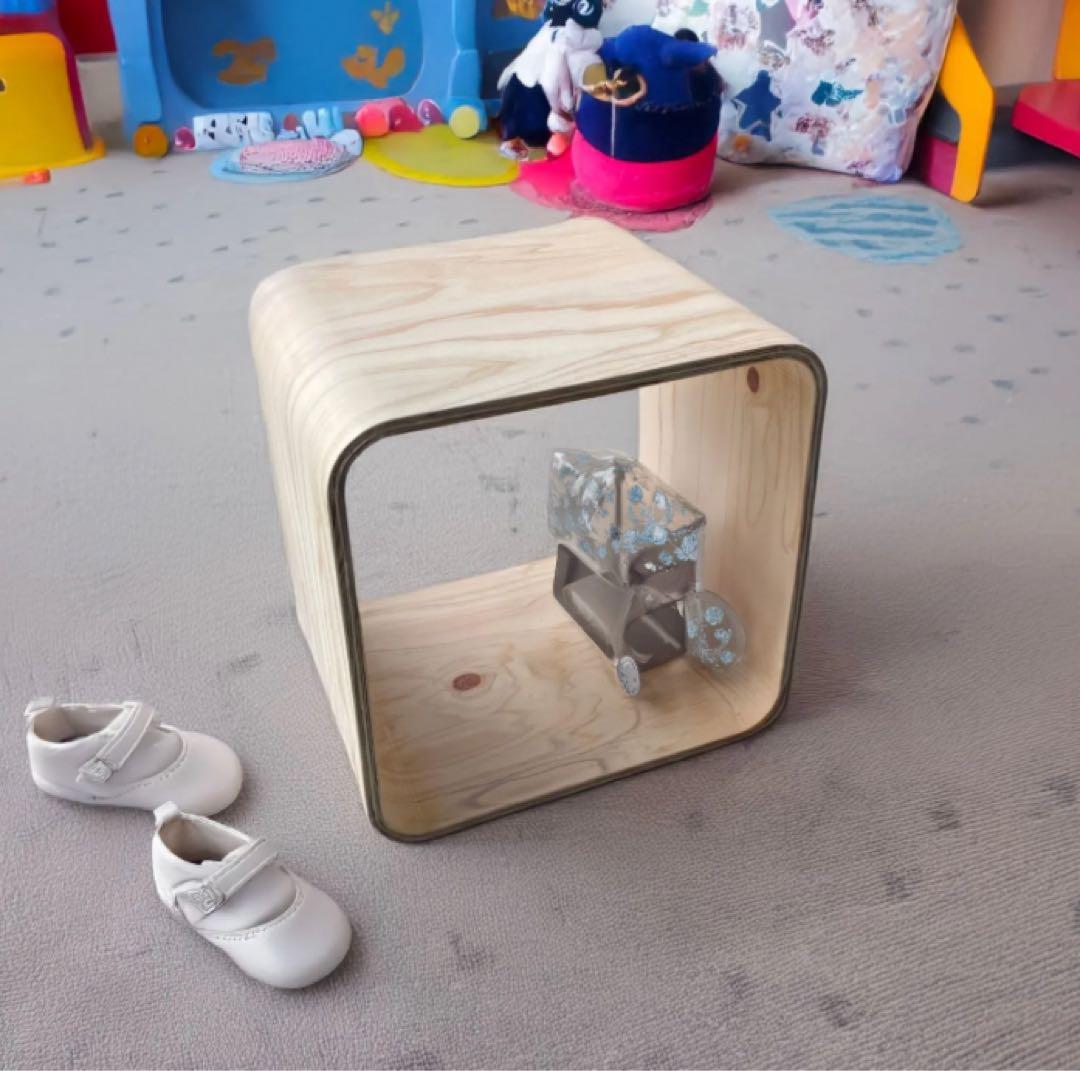 【補修あり】 R型シェルフ（角がない 合板 木製品 収納 インテリア 積み重ね）