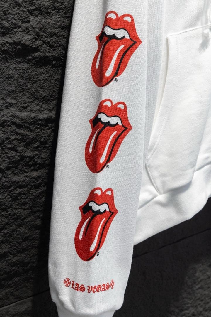 【美品】CHROME HEARTSホワイト フルジップパーカー ローリングストー