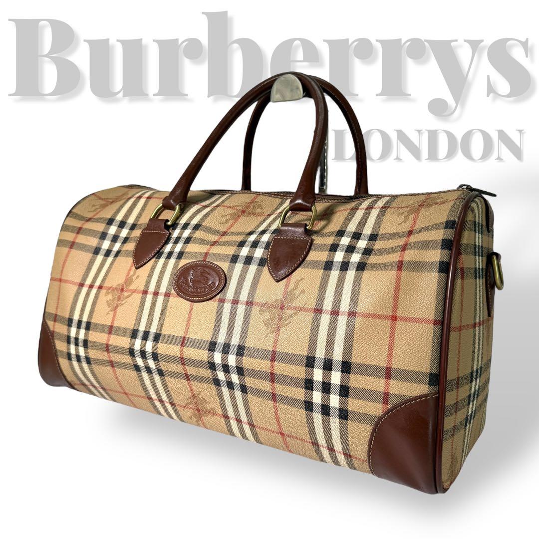 バーバリー　ボストンバッグ　ノバチェック　シャドーホース　レザー　大容量 旅行