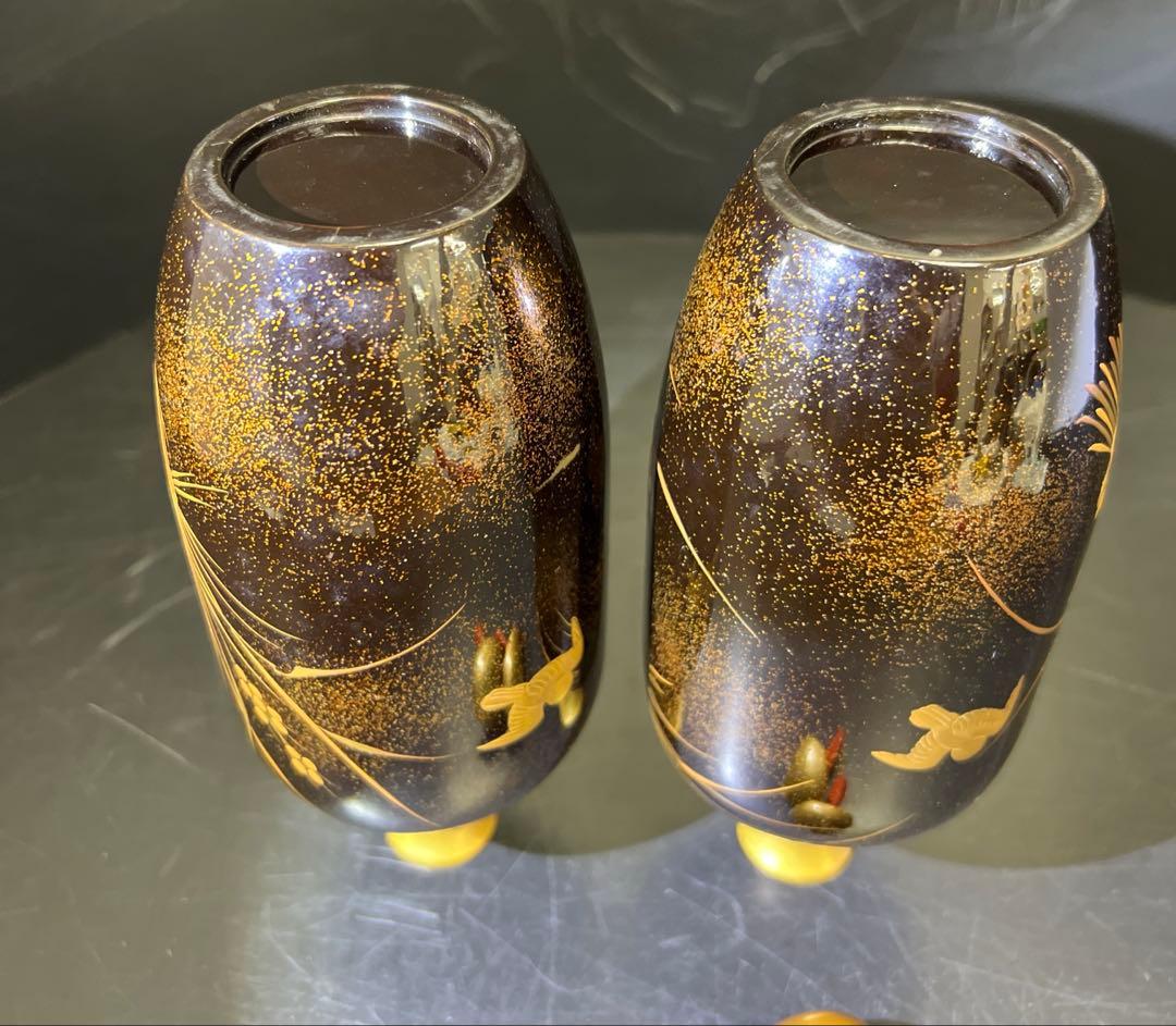 時代　極上手　蒔絵酒瓶子一対　木箱付　高さ約21㎝　東Y7-1125☆2Fトコニ