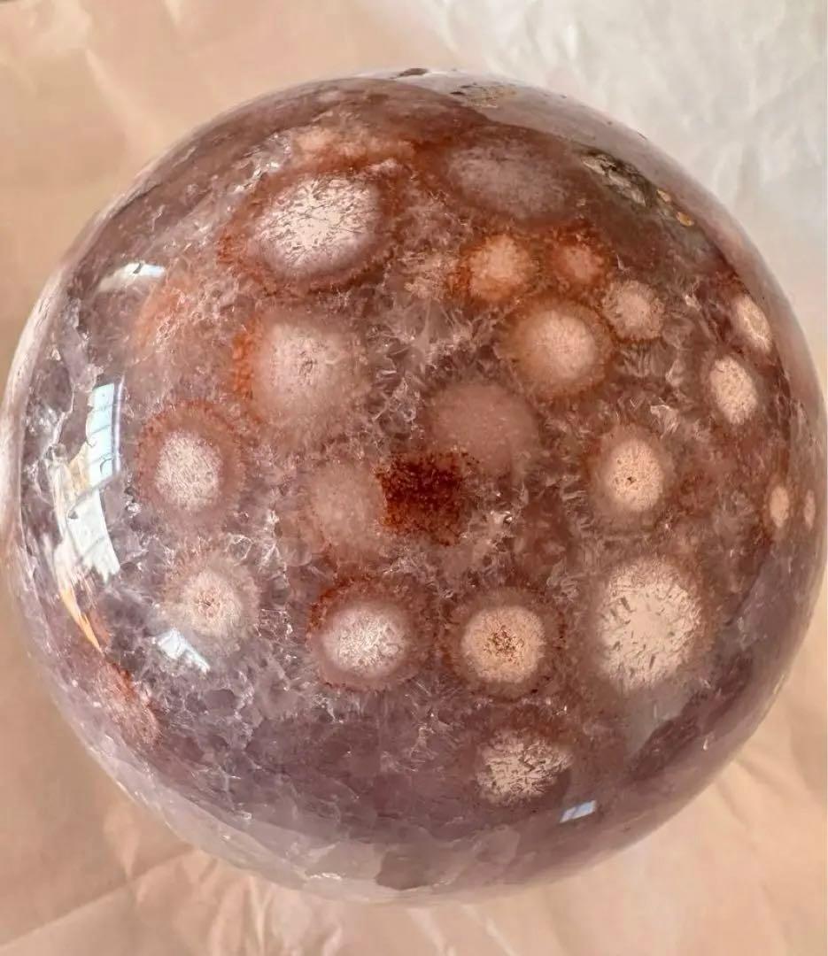 高品質　アメジスト　ピンクアメジスト　フラワーアゲート　スフィア　大