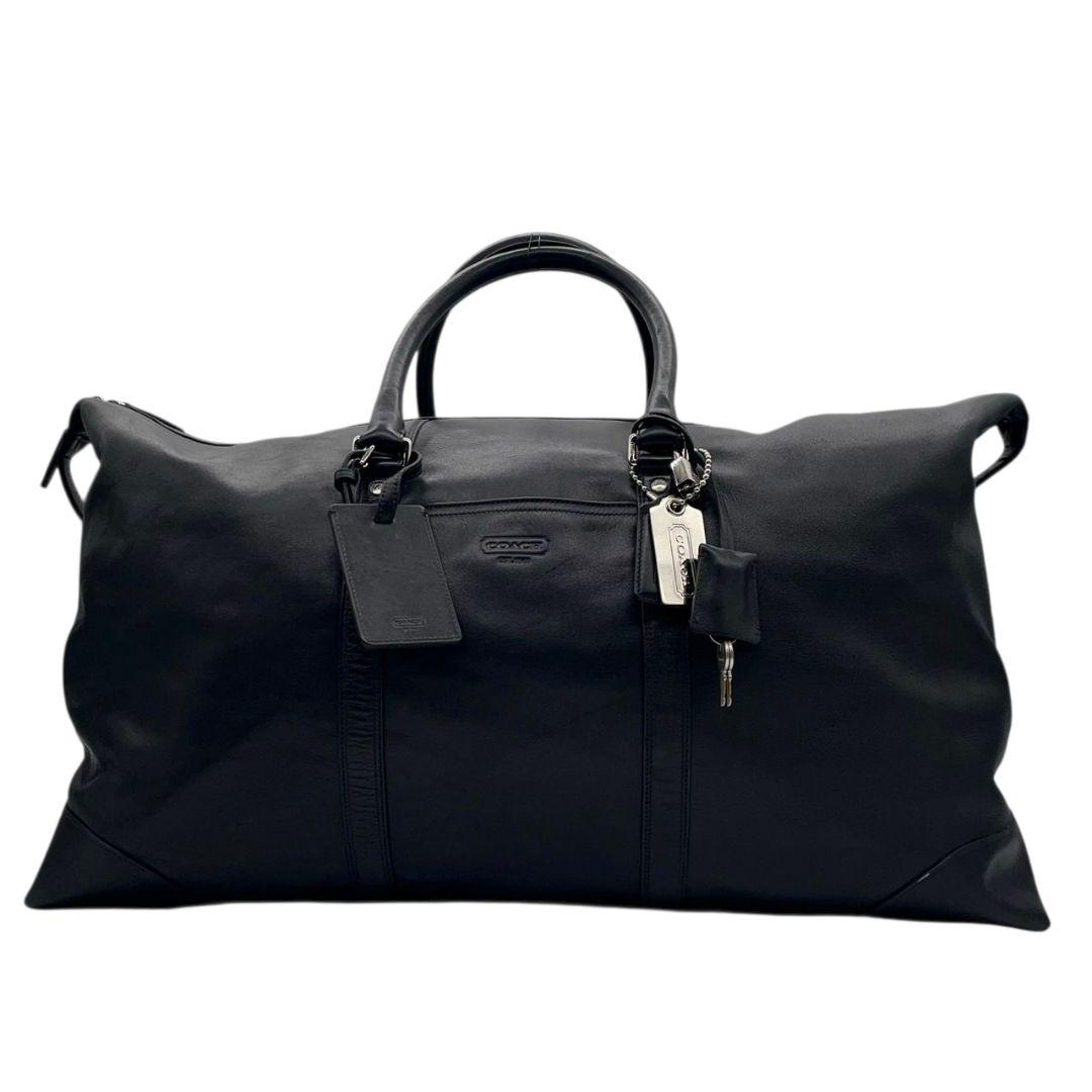 美品　コーチ　ボストンバッグ　黒　2way　A4収納　レザー　斜め掛け可　X