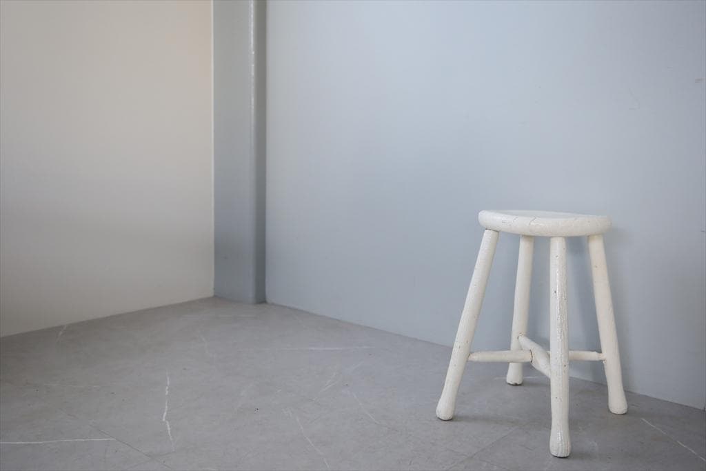 英国アンティーク白色ペイントの木製スツール/椅子イス/チェア/飾り棚91-124