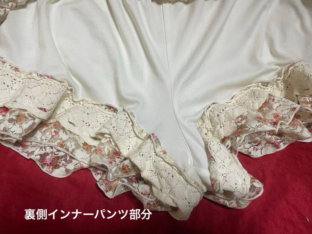希少y2kフリル総レース花柄スカートパンツ