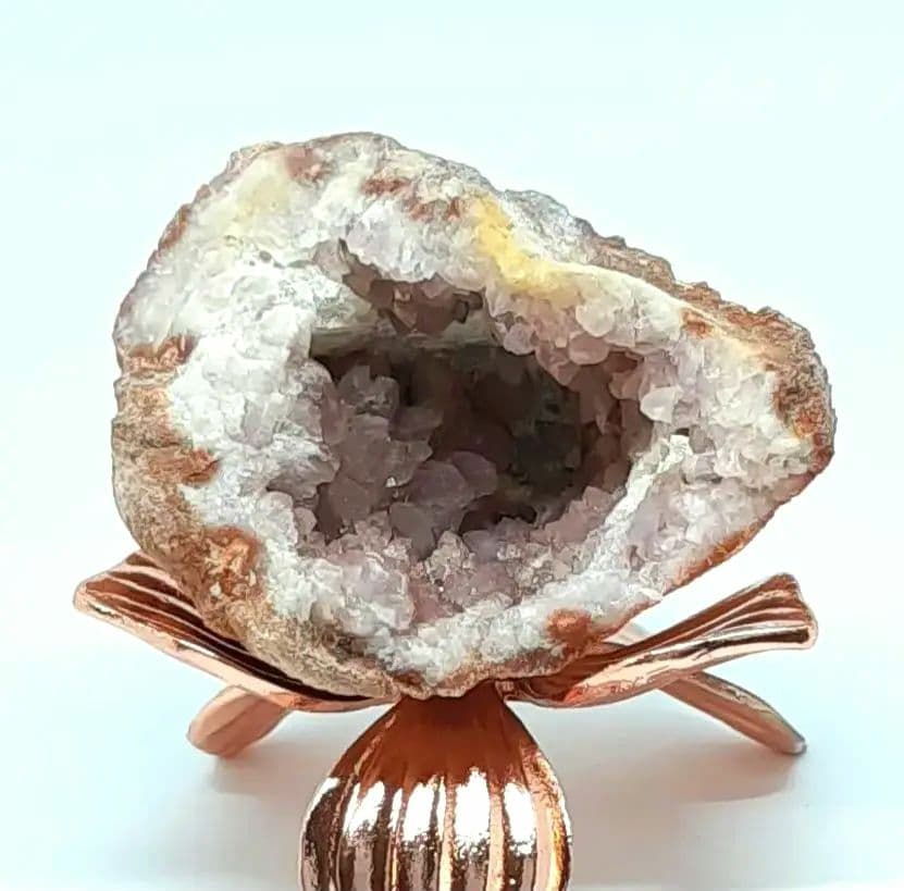 希少石　ピンクアメジスト　ジオード　原石　アルゼンチン産　カルサイト　フラワー