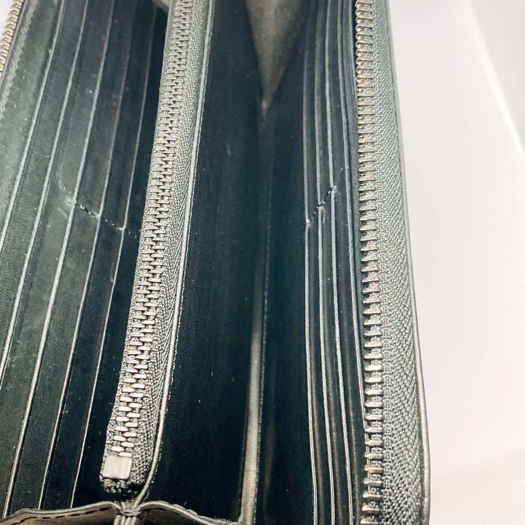 ★美品★メゾンマルジェラ 長財布 ブラックレザー L字ラウンドジップ　箱付