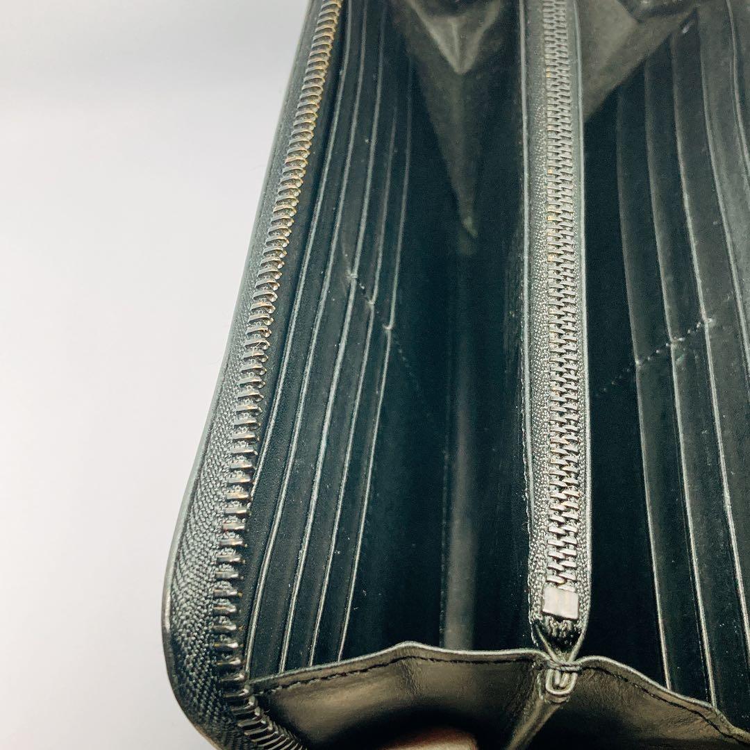 ★美品★メゾンマルジェラ 長財布 ブラックレザー L字ラウンドジップ　箱付