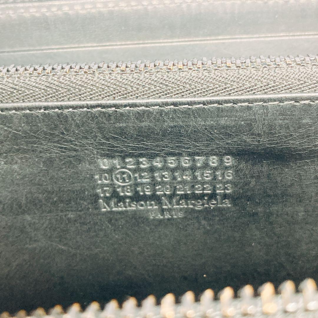 ★美品★メゾンマルジェラ 長財布 ブラックレザー L字ラウンドジップ　箱付