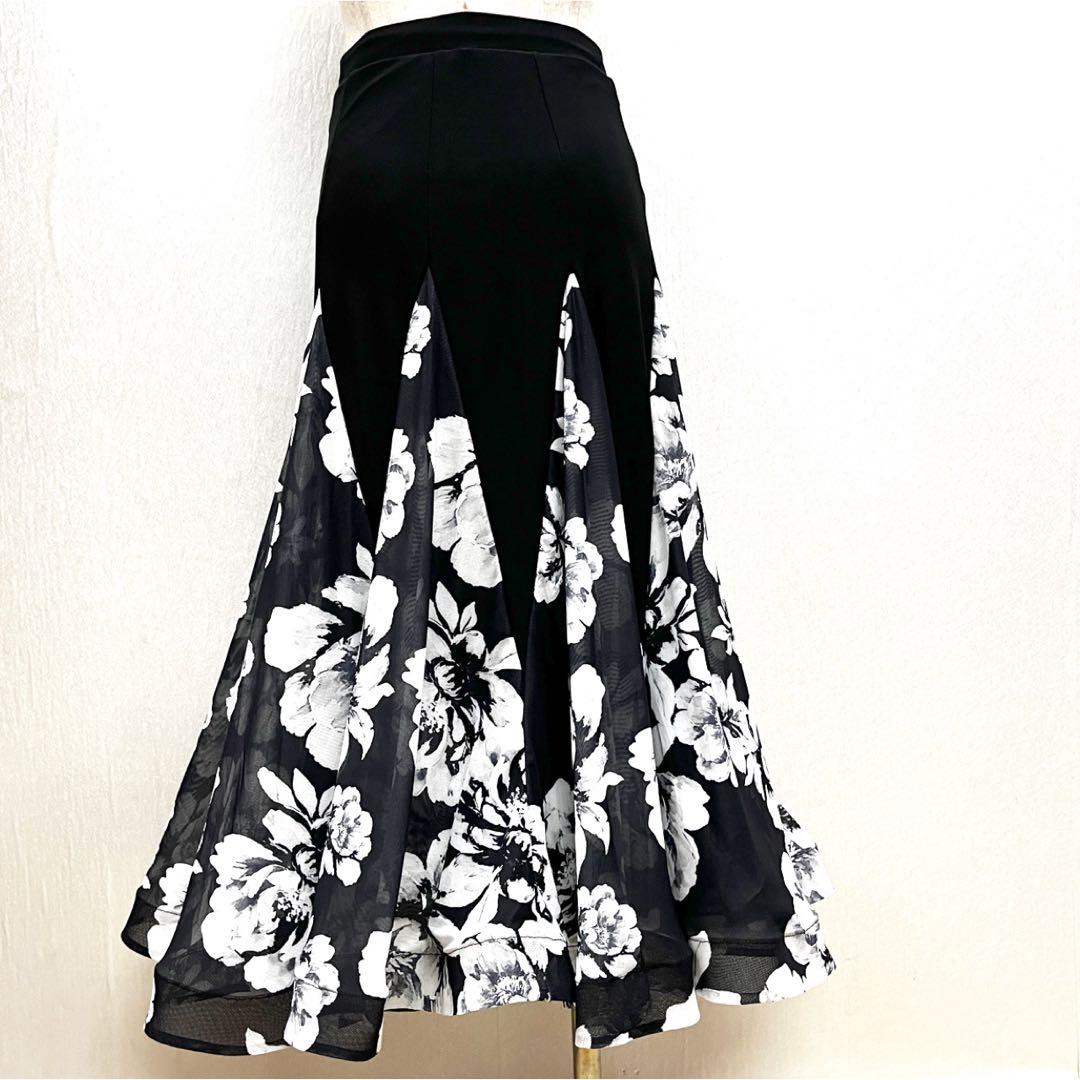 新品 社交ダンス セットアップ モノトーン花柄