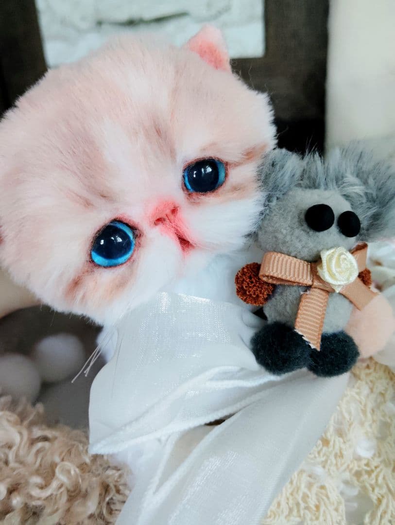 もちもちボディ♡エキゾチック子猫ちゃんとチュチュちゃん♡カゴ♡アートドール♡