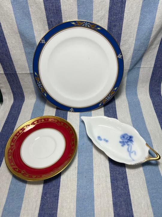 733 大倉陶園　ロイヤルブルークラウン皿　アレキサンドリーヌ茶托　レモントレイ