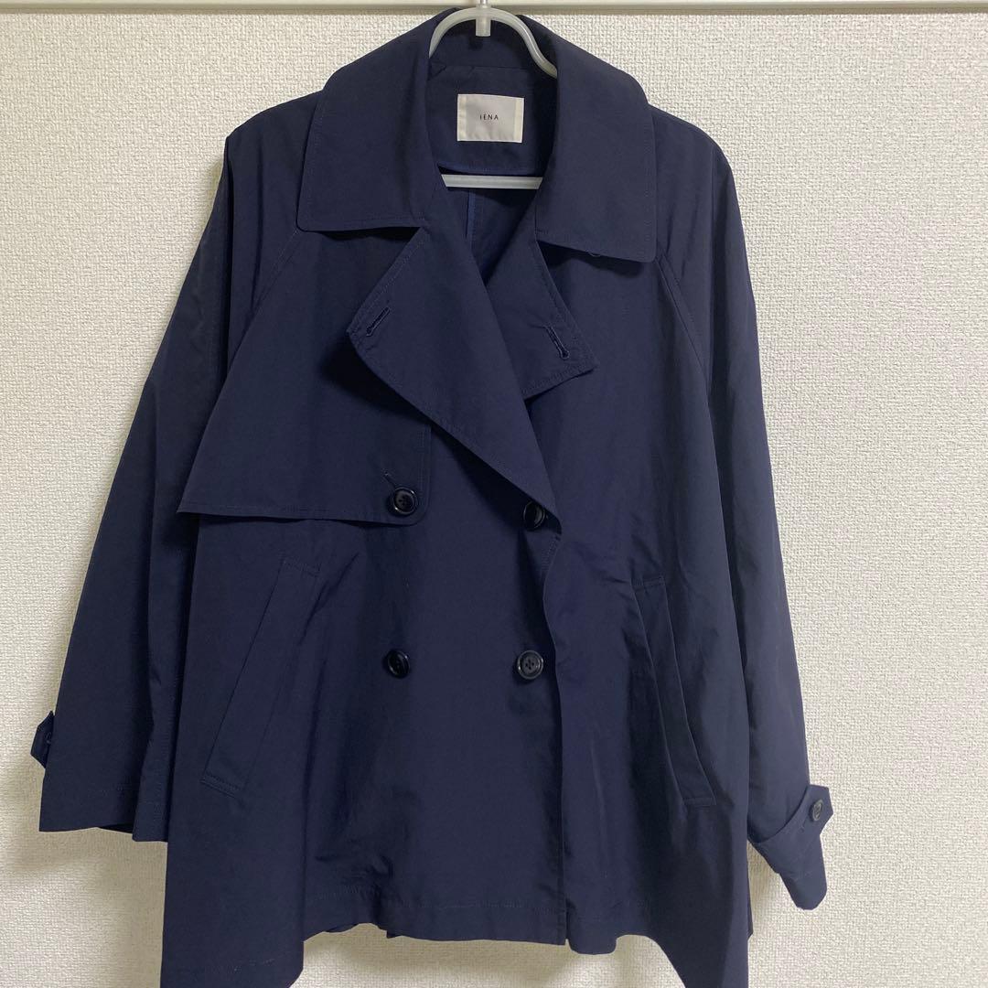 IENA Peポプリンオーバーショートコート ネイビー38